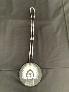 Sitting Bull hand painted and beaded lanyard necklace.
