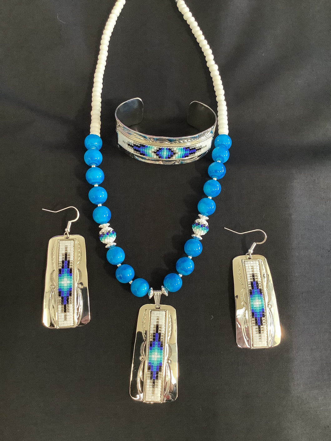 Nickel Silver Jewelry Set blue